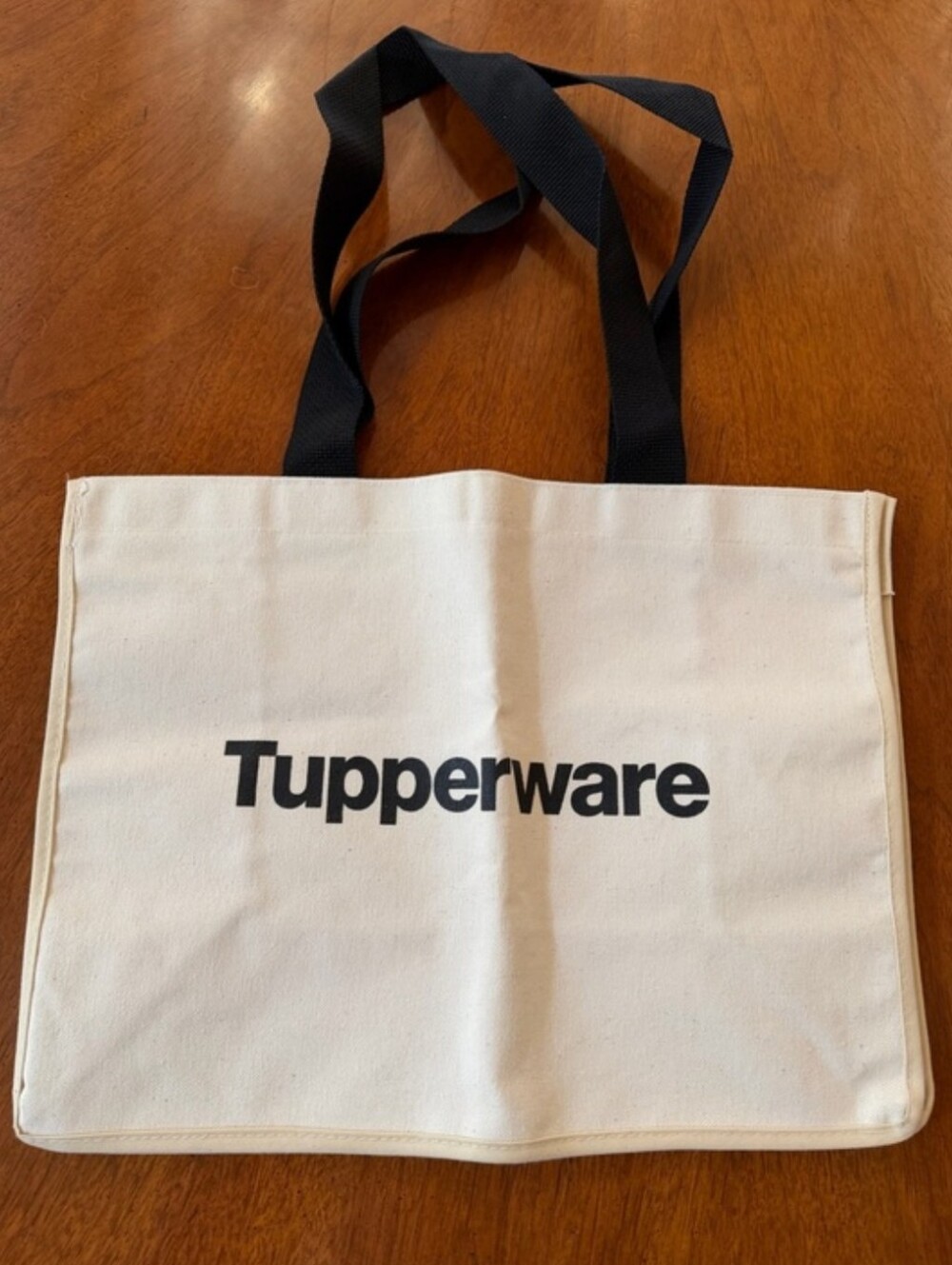 Tupperware Promotional Consultant Logo Cream Canvas Tote Bag with Black Handles! - Picture 6 of 16